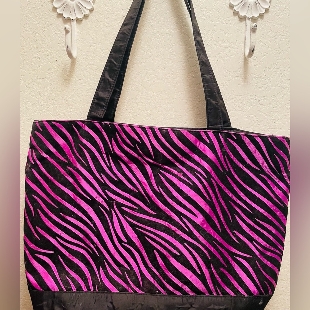 Hot Pink and Black Zebra Print Tote Bag
